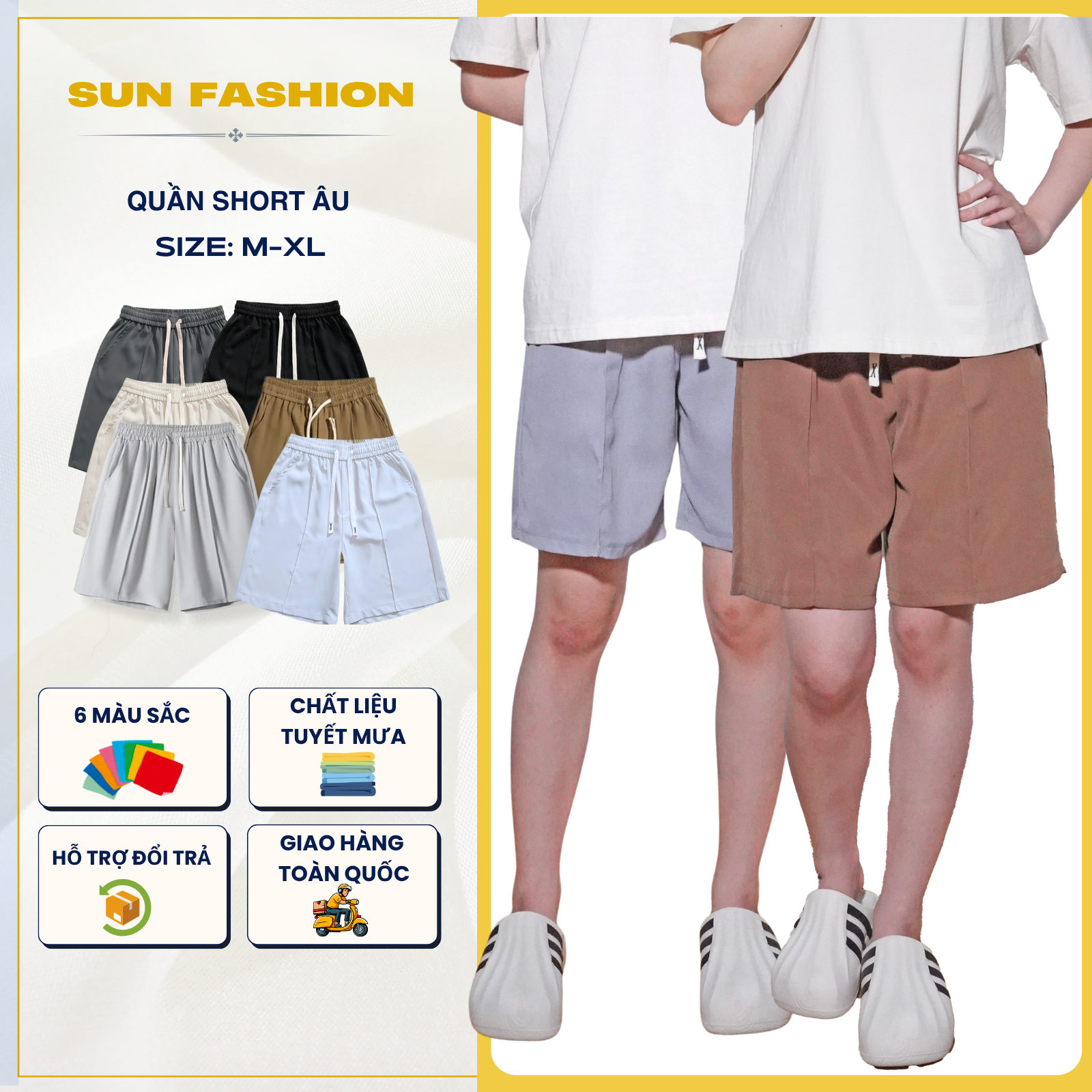 Quần Âu Short Nửa Cạp Chun