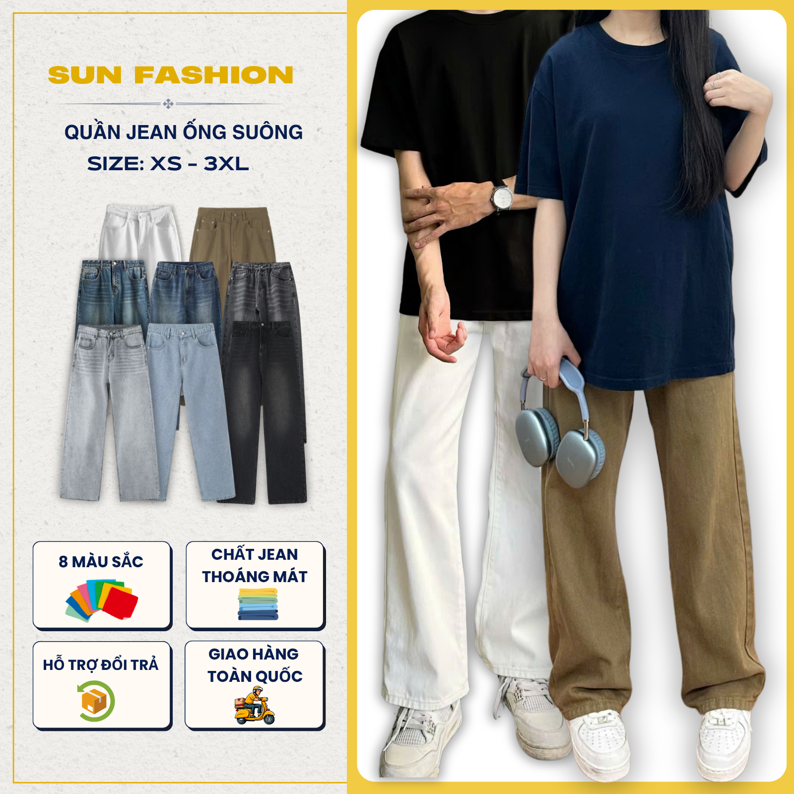 Quần Jean Bigsize Cạp Thường T9