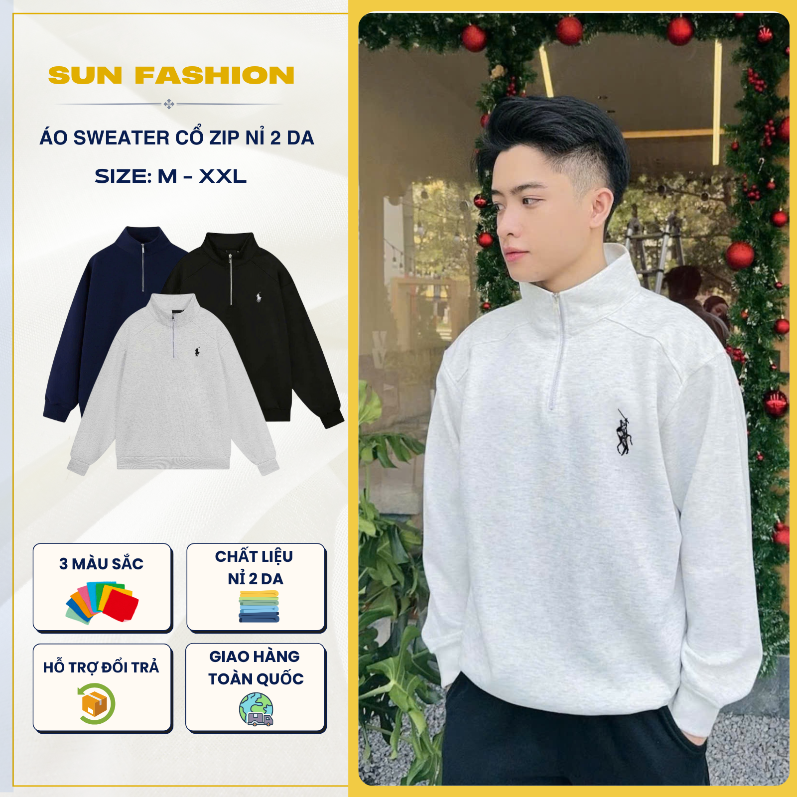 Áo Sweater Cổ Zip P5 Nam Nữ